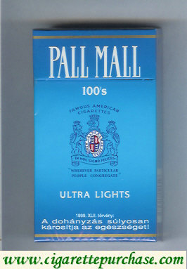 Pall Mall Ultra Lights 100s cigarettes hard box